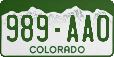 CO license plate 989AAO
