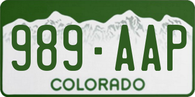 CO license plate 989AAP