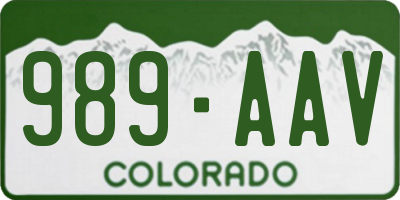 CO license plate 989AAV