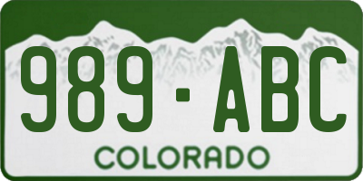 CO license plate 989ABC
