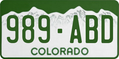 CO license plate 989ABD
