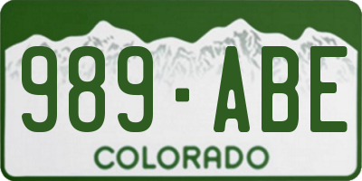 CO license plate 989ABE