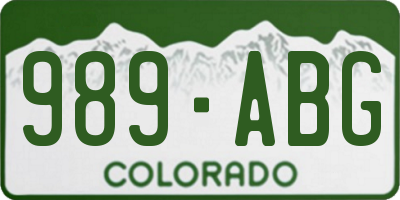 CO license plate 989ABG