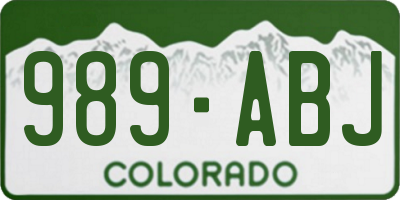 CO license plate 989ABJ