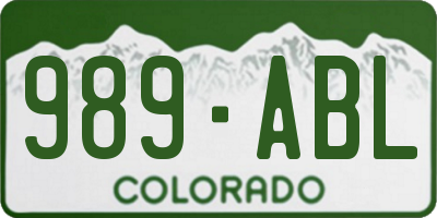 CO license plate 989ABL