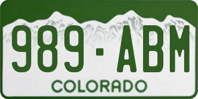 CO license plate 989ABM