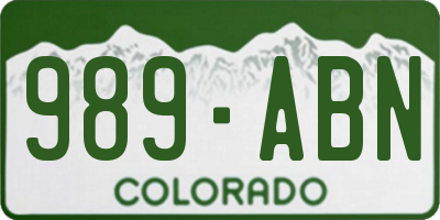 CO license plate 989ABN