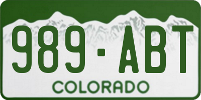 CO license plate 989ABT