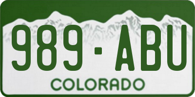 CO license plate 989ABU