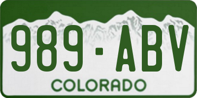 CO license plate 989ABV