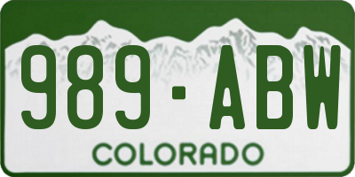 CO license plate 989ABW