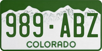 CO license plate 989ABZ