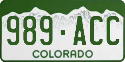 CO license plate 989ACC