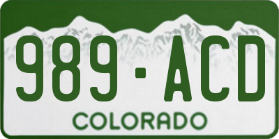 CO license plate 989ACD