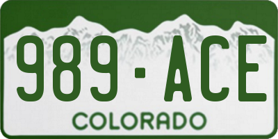 CO license plate 989ACE