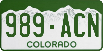 CO license plate 989ACN