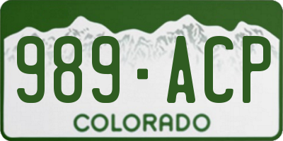 CO license plate 989ACP