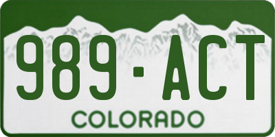 CO license plate 989ACT