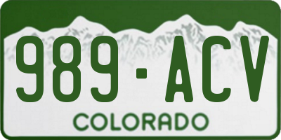 CO license plate 989ACV
