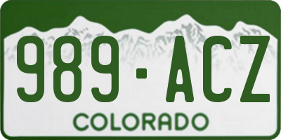 CO license plate 989ACZ