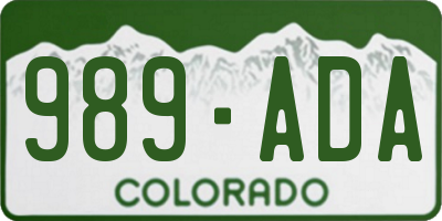CO license plate 989ADA
