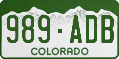 CO license plate 989ADB