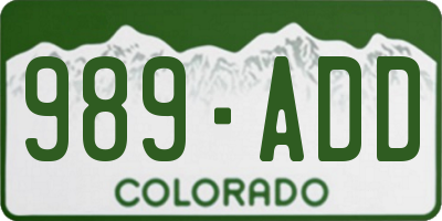 CO license plate 989ADD