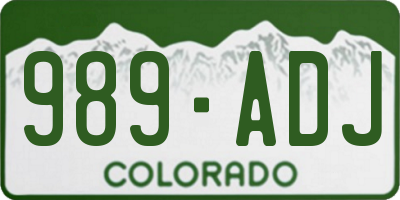 CO license plate 989ADJ