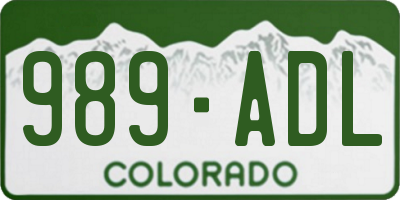 CO license plate 989ADL