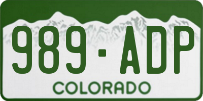 CO license plate 989ADP