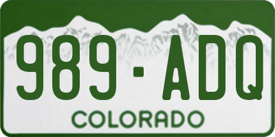 CO license plate 989ADQ