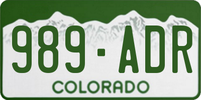 CO license plate 989ADR