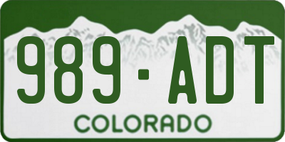 CO license plate 989ADT