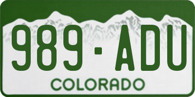 CO license plate 989ADU