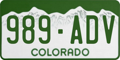 CO license plate 989ADV