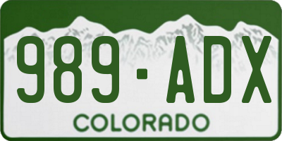 CO license plate 989ADX
