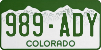 CO license plate 989ADY