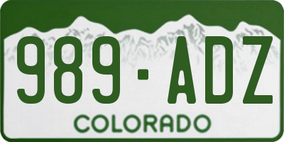 CO license plate 989ADZ