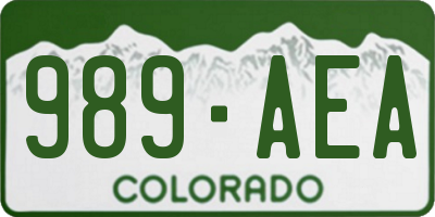 CO license plate 989AEA