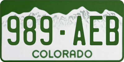 CO license plate 989AEB