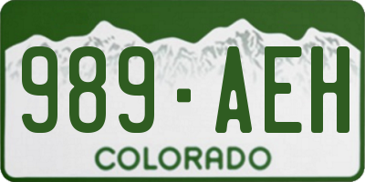 CO license plate 989AEH