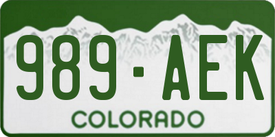 CO license plate 989AEK