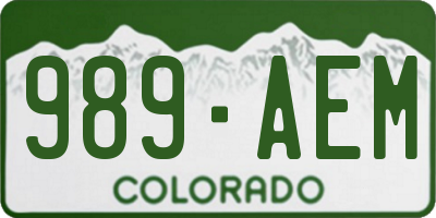 CO license plate 989AEM