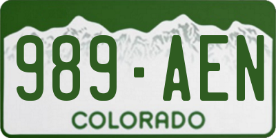 CO license plate 989AEN