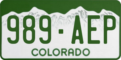 CO license plate 989AEP