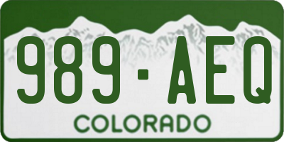 CO license plate 989AEQ