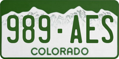 CO license plate 989AES