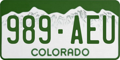 CO license plate 989AEU