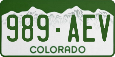 CO license plate 989AEV