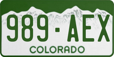 CO license plate 989AEX